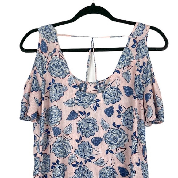 Kut from the Kloth Adriana Cold Shoulder Blouse Pink Floral Print Size Small - Picture 6 of 9